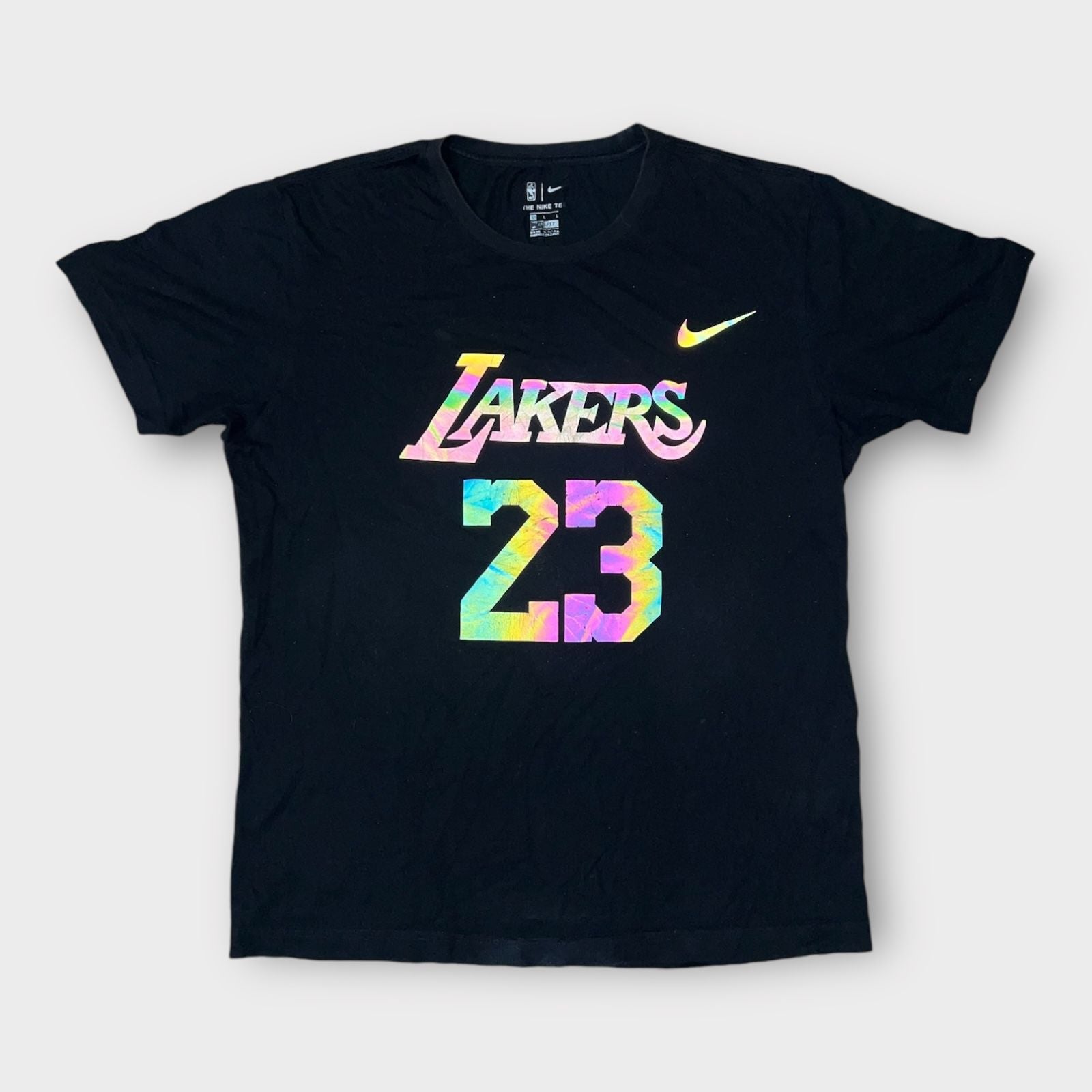 Los Angeles Lakers Lebron James #23 Tee Shirt Mens Large Black Nike NBA Sports