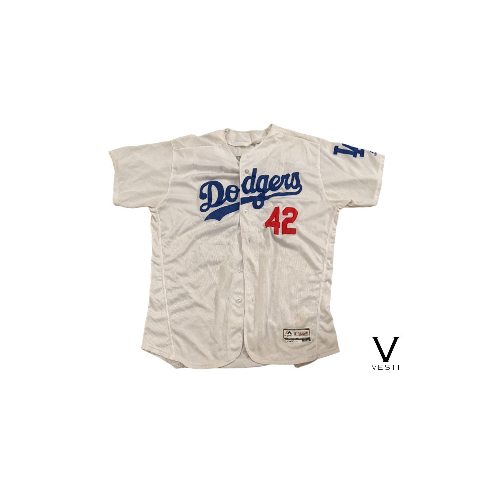 Authentic Dodgers Robinson #42 Jersey Mens 44 White Majestic MLB Baseball Sports