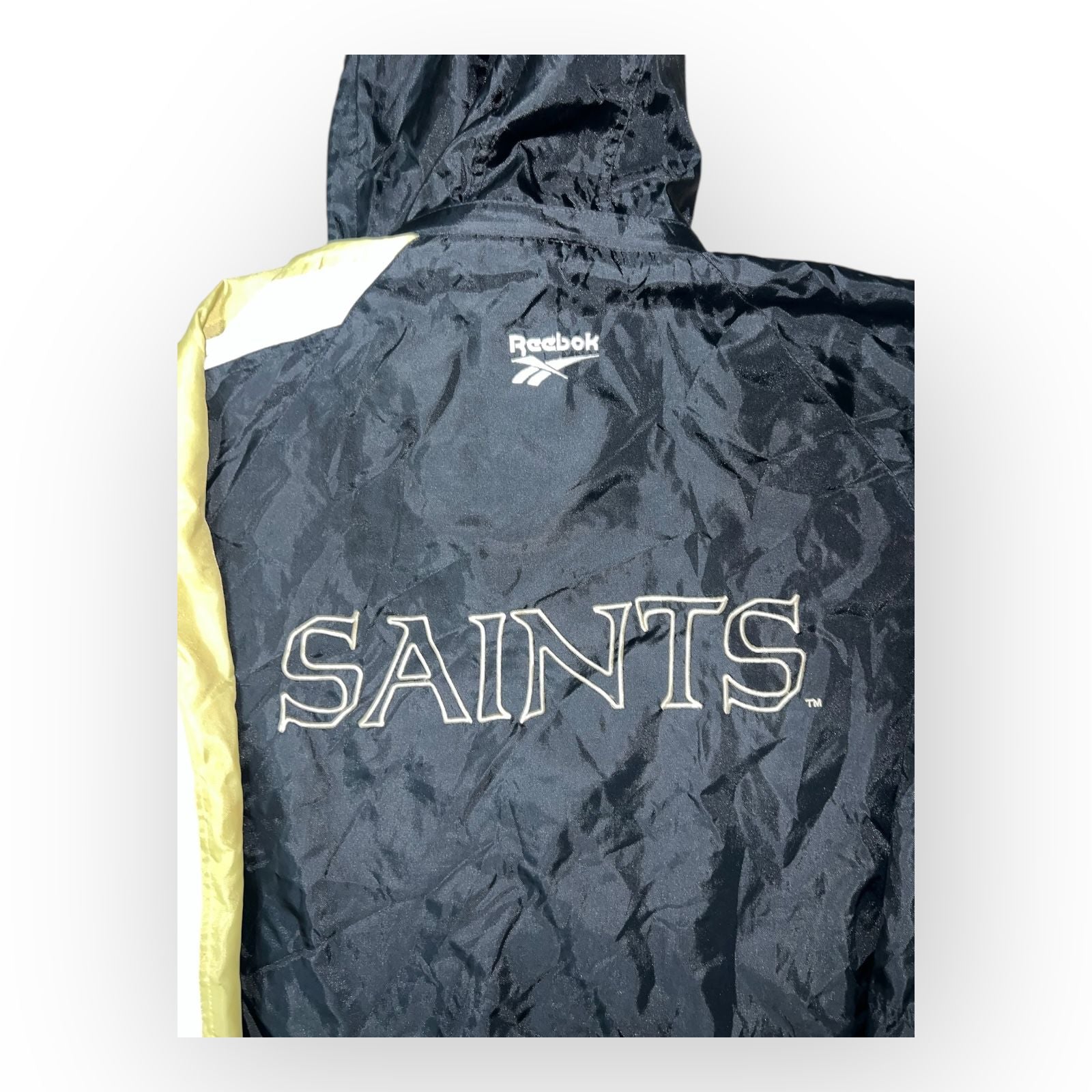 New Orleans Saints Jacket Mens Medium Black Reebok NFL Football Sports Full Zip