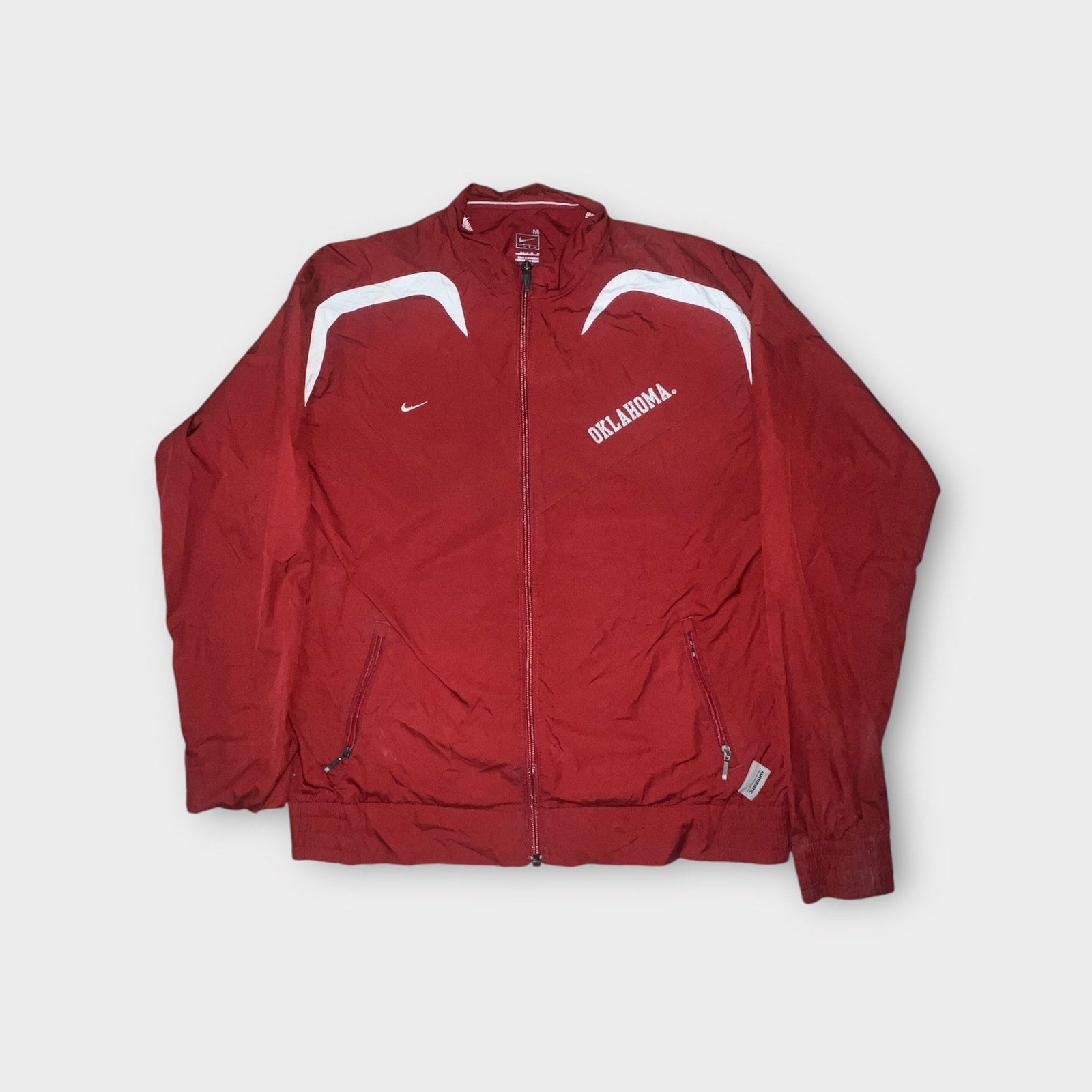 Oklahoma Sooners Jacket Mens Medium Red Nike Team NFL Fit Storm Windbreaker