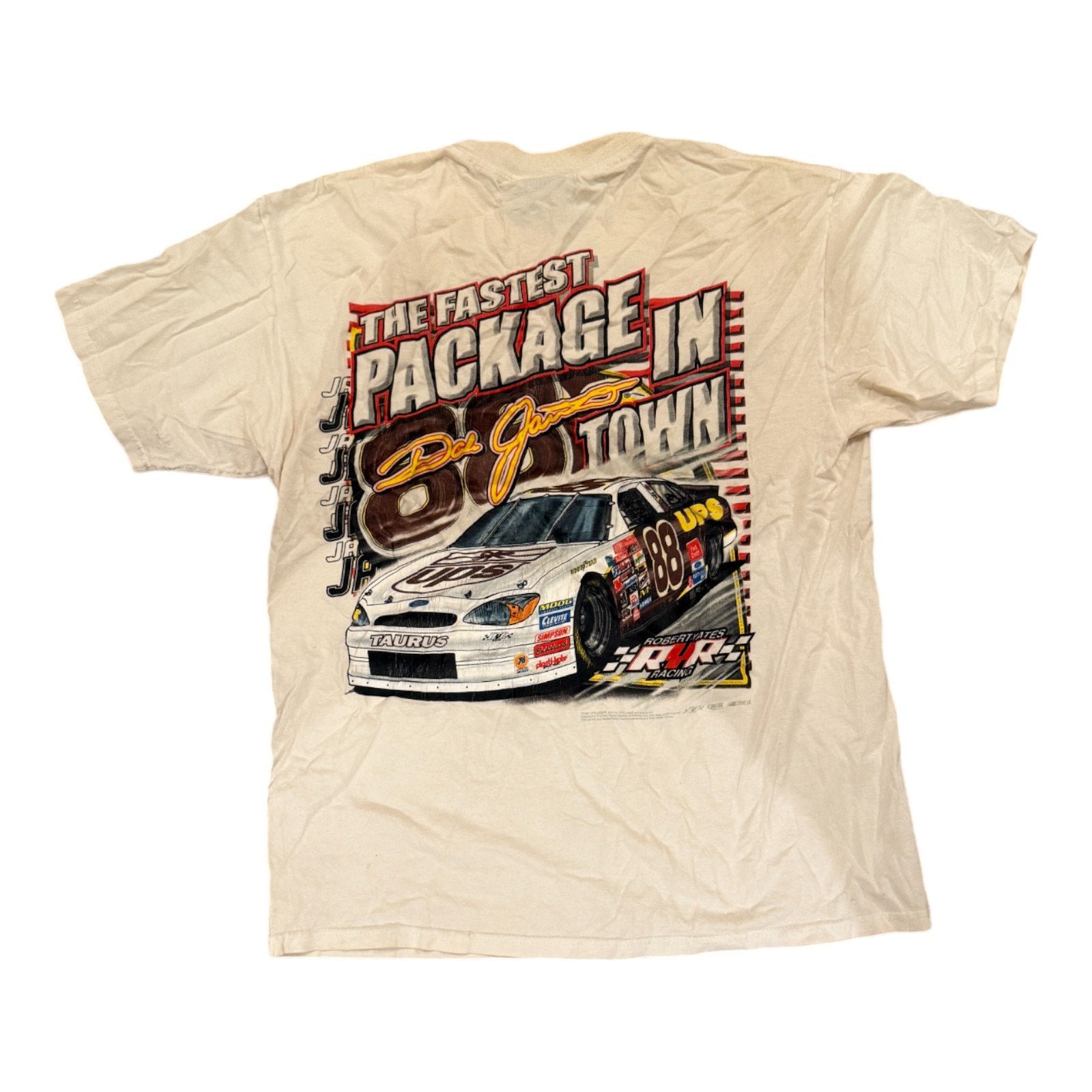 Chase T-Shirt Mens Medium White All Over Print Dale Jarrett 88 UPS NASCAR Racing