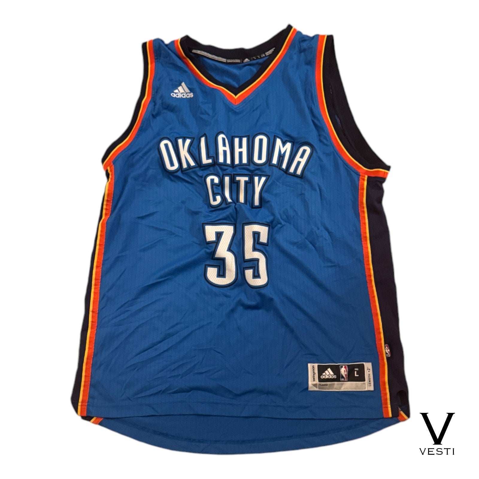 adidas NBA Oklahoma City Thunder OKC Kevin Durant #35 Basketball Jersey Large