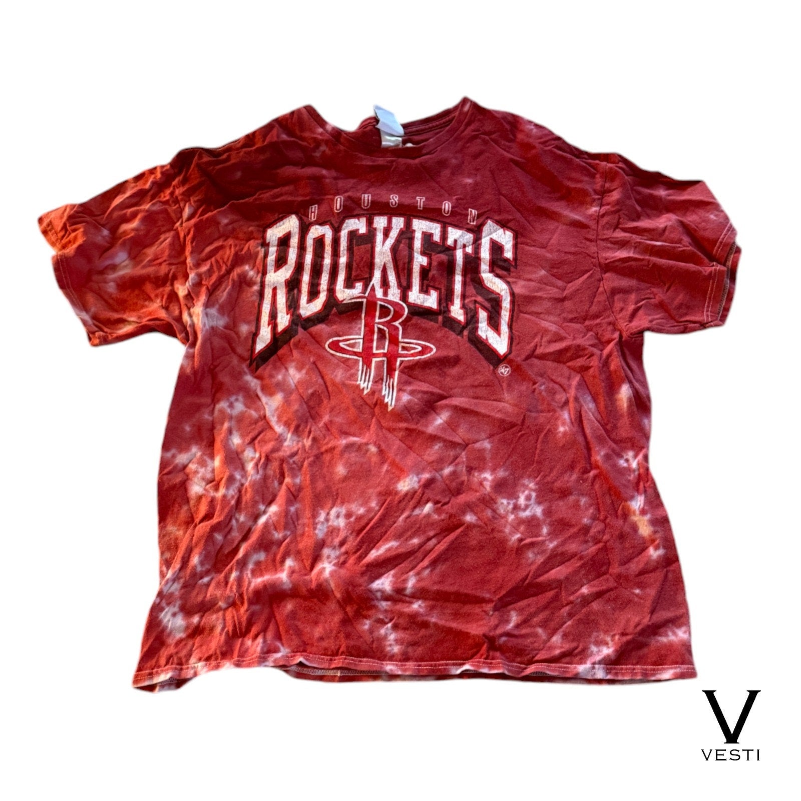 Houston Rockets Shirt Mens 2X Red Tie Dye ’47 NBA Basketball Sports Crew Neck