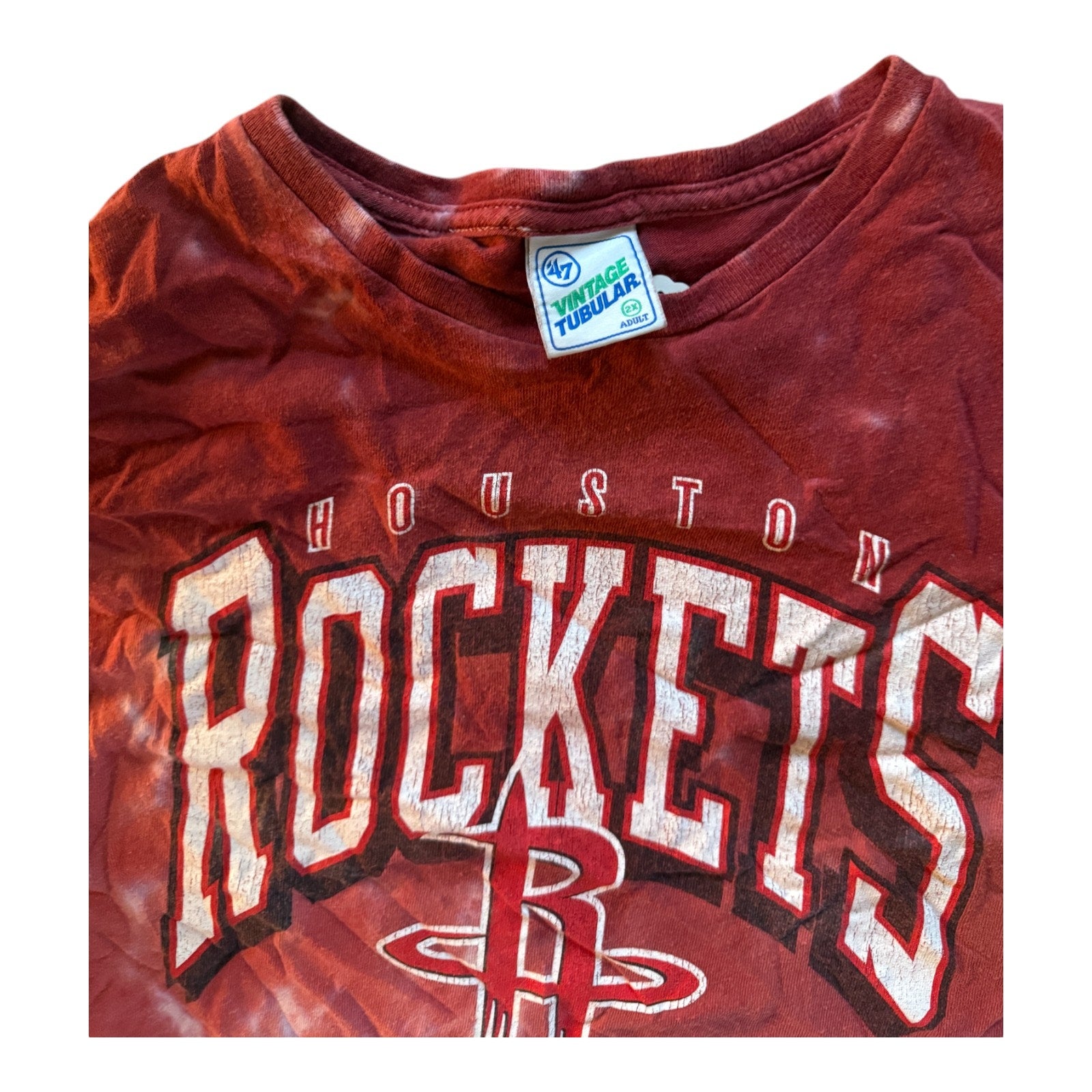 Houston Rockets Shirt Mens 2X Red Tie Dye ’47 NBA Basketball Sports Crew Neck