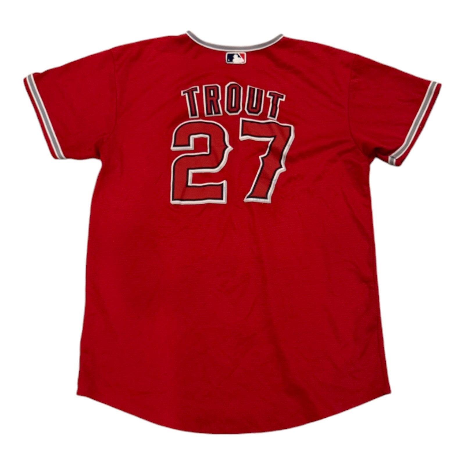 Los Angeles Angels Mike Trout #27 Jersey Mens Red Nike MLB Baseball Button Front