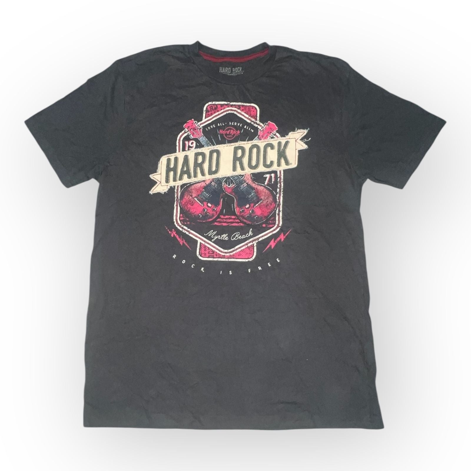 Hard Rock Tee Shirt Men Medium Black Atlantic City Twin Guitar Graphic Crew Neck