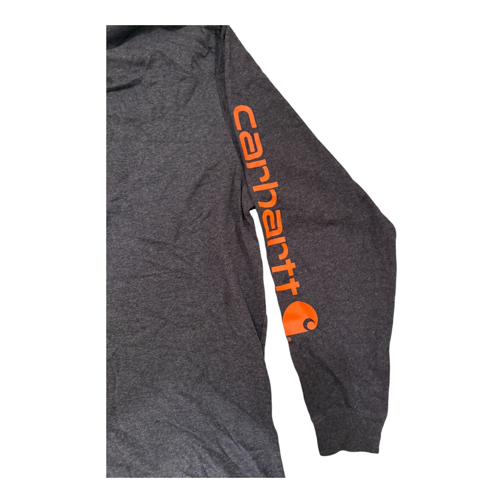 Carhartt Tee Shirt Mens Large Gray Original Fit Long Sleeve Big Logo Crew Neck