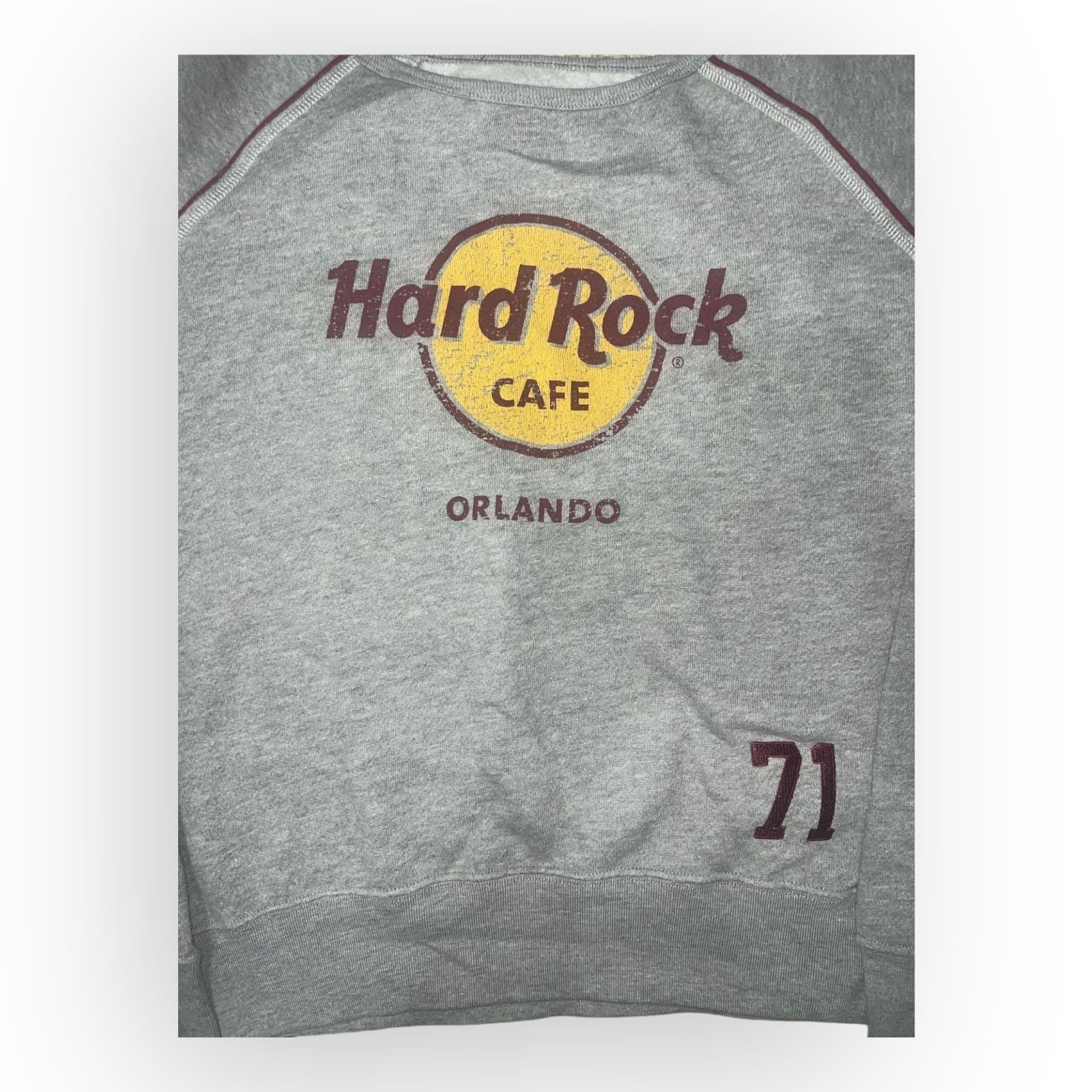 Hard Rock Cafe Sweatshirt Womens Medium Gray Fleece Lined Orlando Long Sleeve