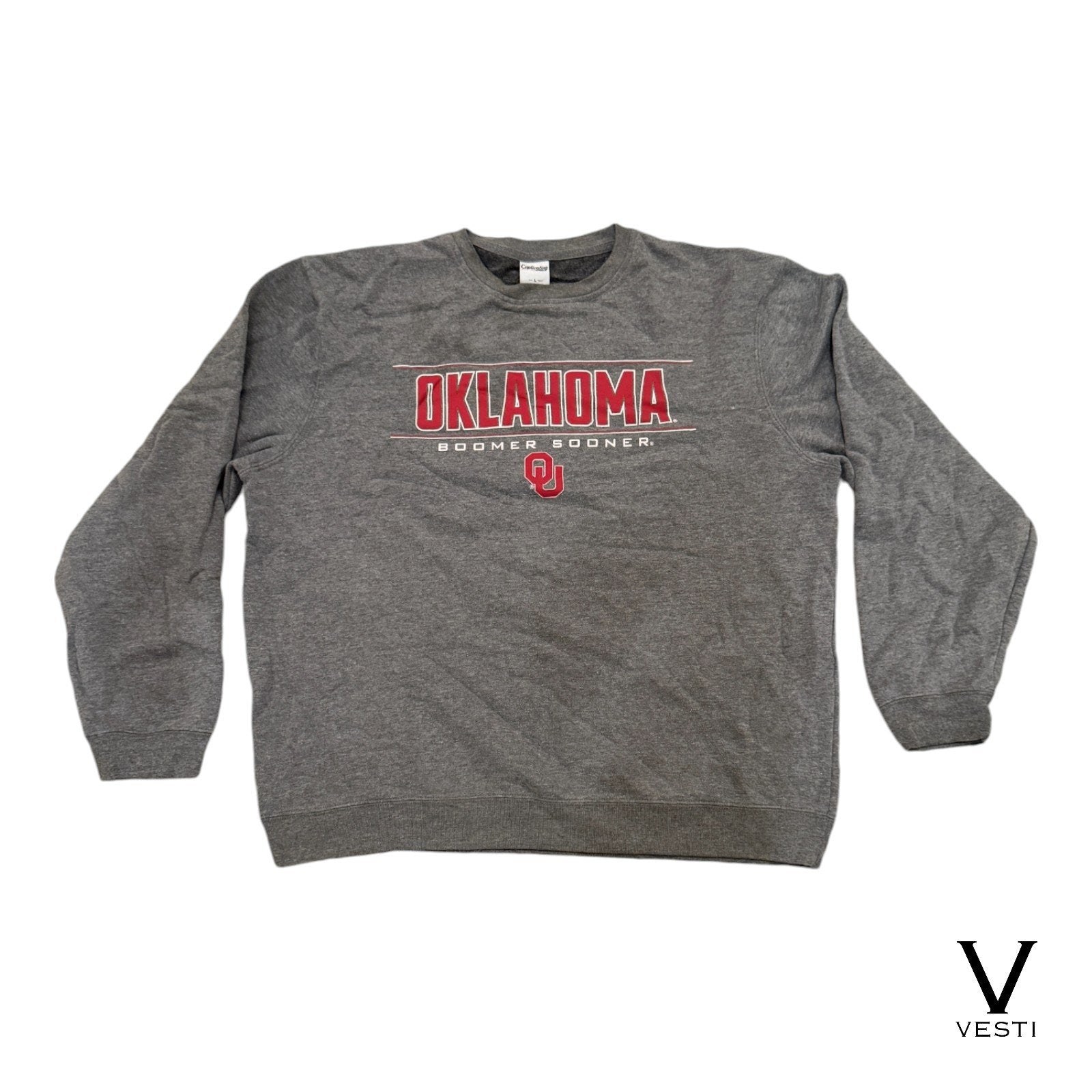 Captivating Apparel Sweatshirt Mens L Gray Oklahoma Boomer Sooners Arch & Logo