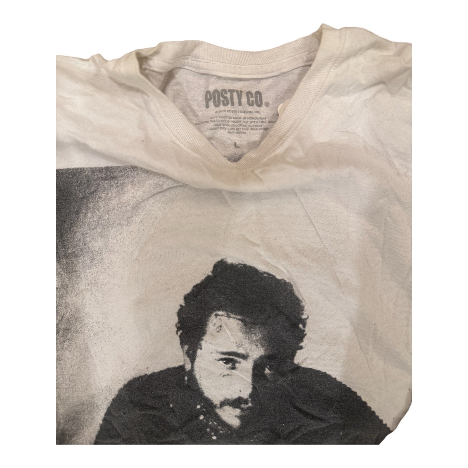 Posty Co. T Shirt Mens Large White Post Malone 2019 Runaway Tour Crew Neck Tee