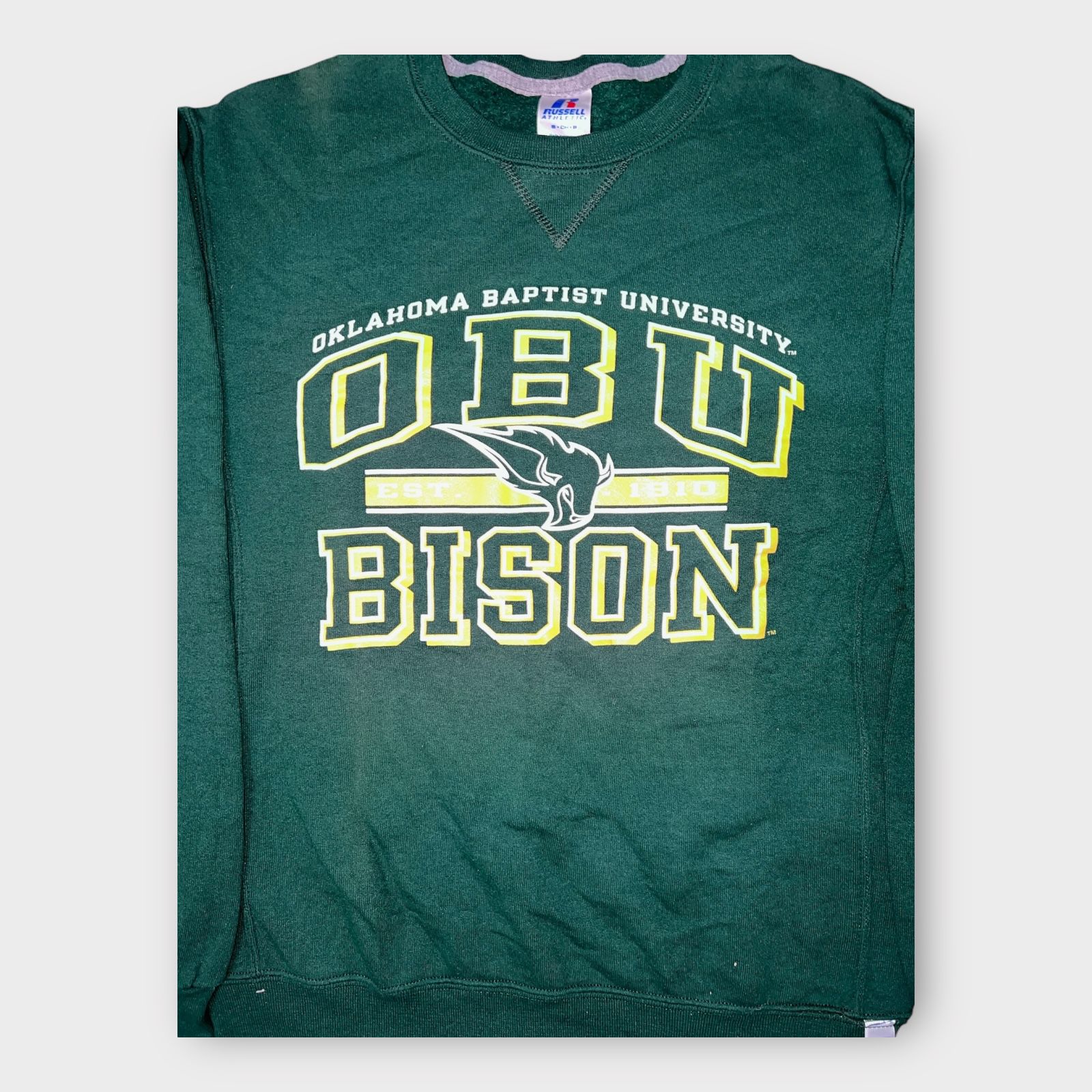 Oklahoma Baptist University Sweatshirt Mens Small Green Russell Athletics NCAA