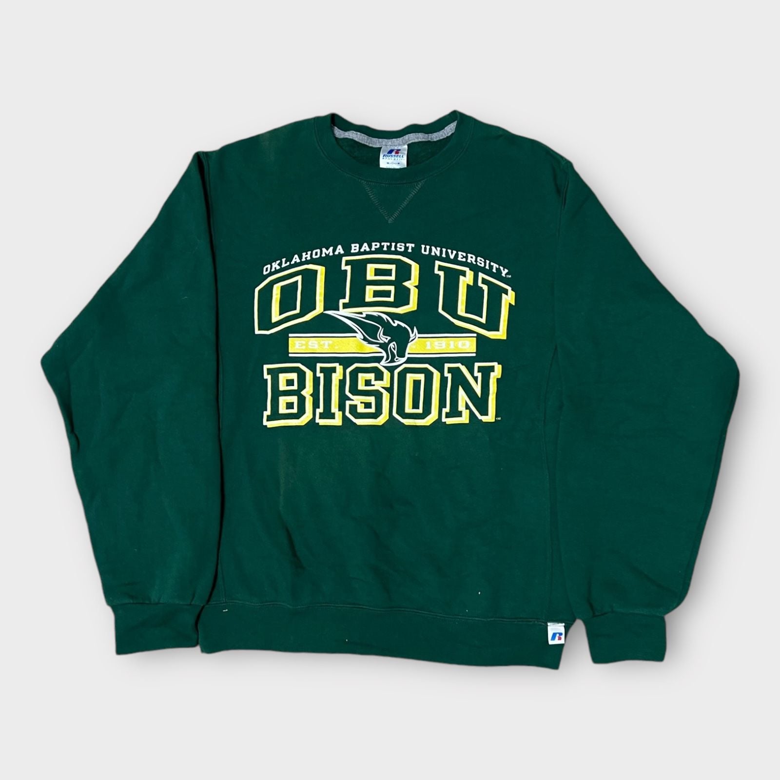 Oklahoma Baptist University Sweatshirt Mens Small Green Russell Athletics NCAA