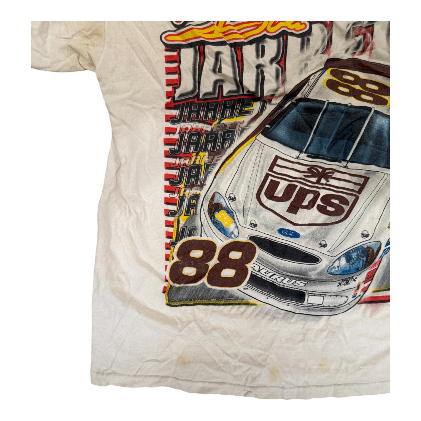 Chase T-Shirt Mens Medium White All Over Print Dale Jarrett 88 UPS NASCAR Racing