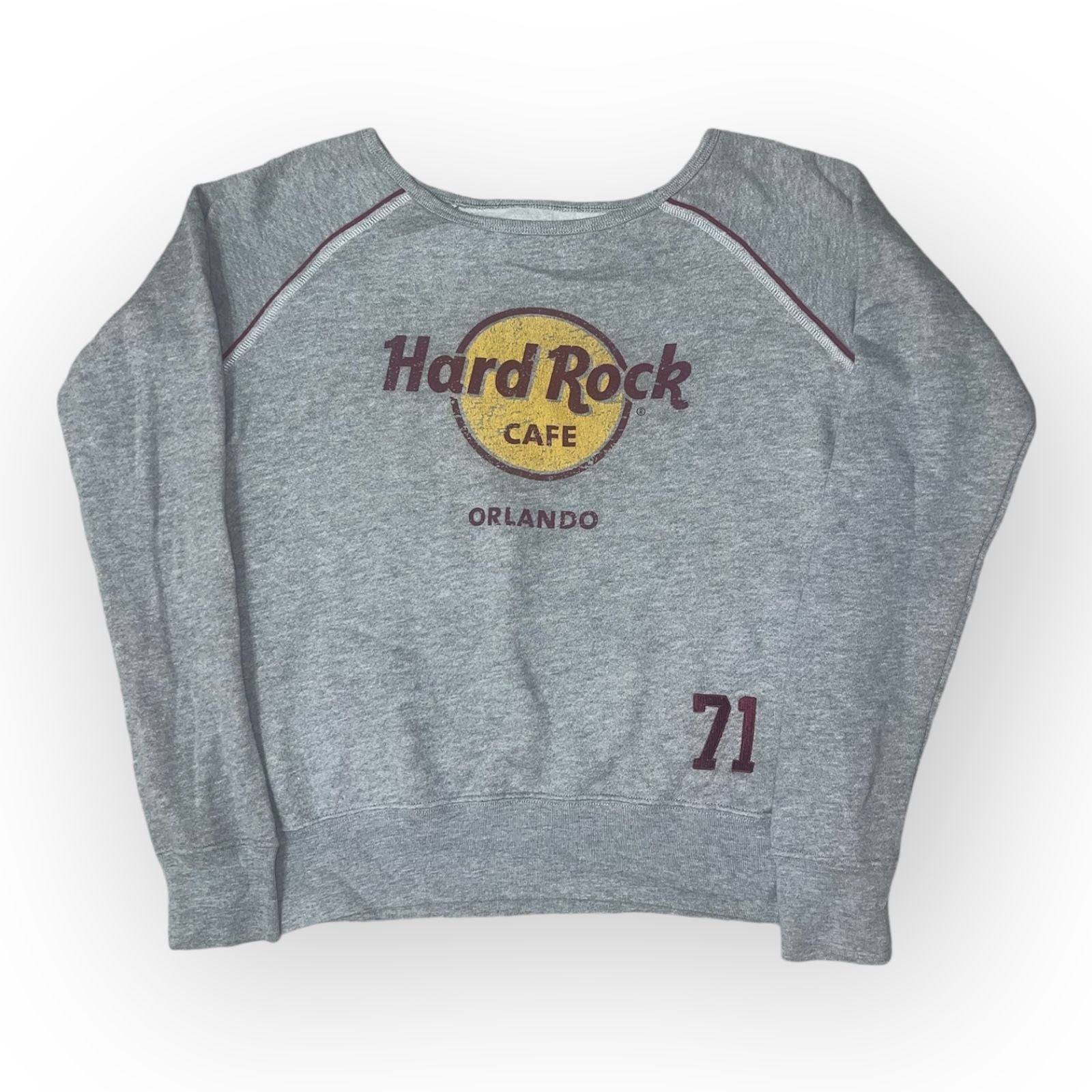 Hard Rock Cafe Sweatshirt Womens Medium Gray Fleece Lined Orlando Long Sleeve